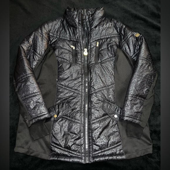 Michael Kors Womens Down Puffer Coat, Black w/leopard Print Size 2XL RN 79675 - Picture 3 of 15